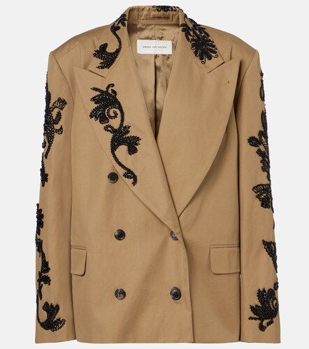 Embellished cotton double-breasted blazer - Dries Van Noten - Modalova