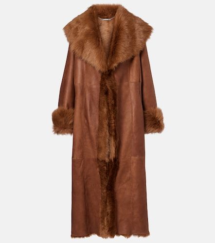 Marlene leather and shearling coat - Nour Hammour - Modalova