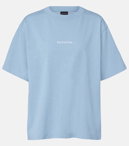 Camiseta de jersey de algodón con logo - Balenciaga - Modalova