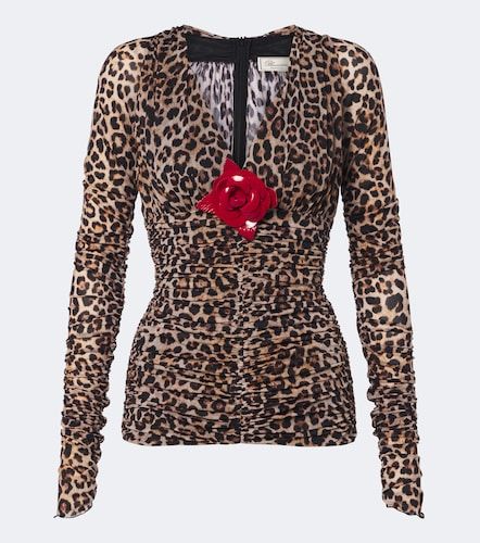 Top in jersey con stampa leopardata - Blumarine - Modalova