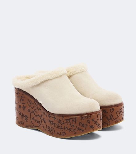 Maxime shearling-trimmed suede platform mules - Chloe - Modalova