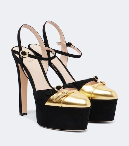 Crasher suede and leather platform pumps - Valentino Garavani - Modalova