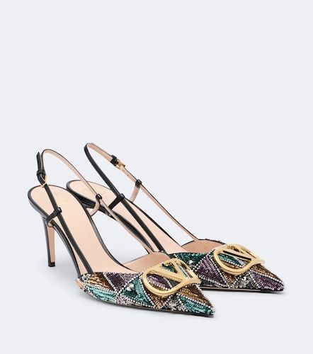 VLogo sequined leather slingback pumps - Valentino Garavani - Modalova