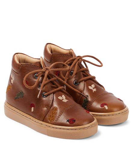 Embroidered lace-up leather shoes - Petit Nord - Modalova