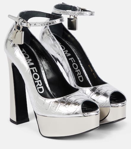 Metallic leather platform peep-toe pumps - Tom Ford - Modalova