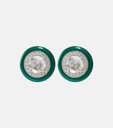 Enamel 18kt white gold stud earrings with diamonds - Kamyen - Modalova