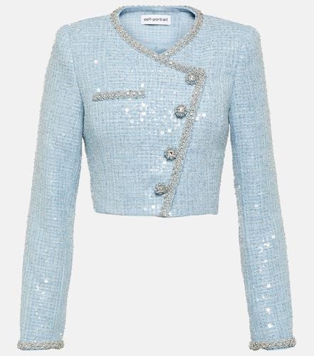 Cropped sequin bouclÃ© blazer - Self-Portrait - Modalova