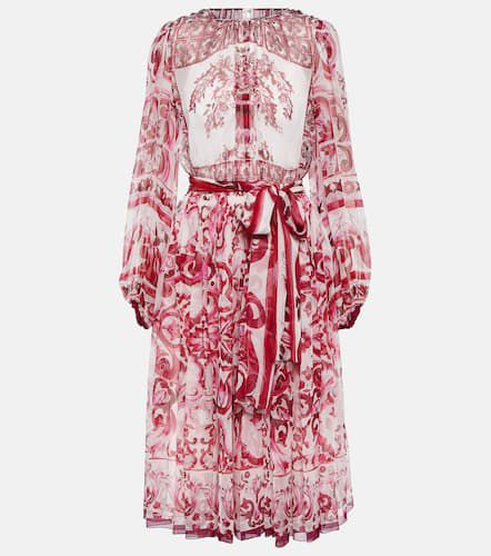 Vestido midi en chifón de seda estampado - Dolce&Gabbana - Modalova