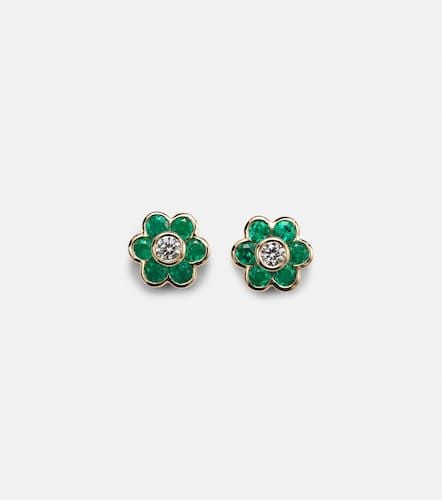 Flora 18kt gold earrings with emeralds and diamonds - Anita Ko - Modalova