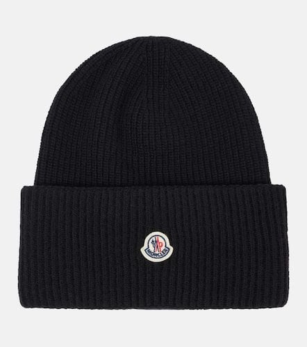 Moncler Logo virgin wool beanie - Moncler - Modalova