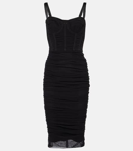 Ruched tulle midi dress - Dolce&Gabbana - Modalova