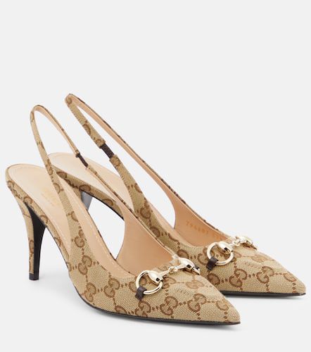 Horsebit GG Canvas slingback pumps - Gucci - Modalova