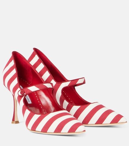 Pumps Mary Jane Campari a righe - Manolo Blahnik - Modalova
