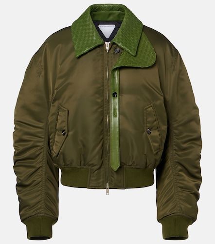Intrecciato leather-trimmed bomber jacket - Bottega Veneta - Modalova