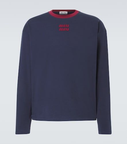 Camiseta de jersey de algodón con logo - Miu Miu - Modalova