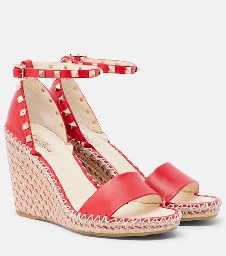 Alpargatas con cuña Double Rockstud de piel - Valentino Garavani - Modalova
