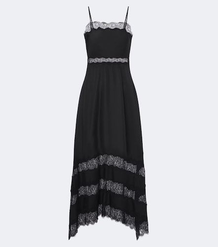 Vestido midi Coco de sarga de seda con encaje - Ulla Johnson - Modalova