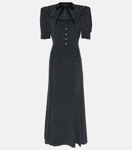 Polka-dot puff-sleeve silk midi dress - Alessandra Rich - Modalova