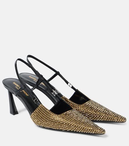 Embellished satin slingback pumps - Saint Laurent - Modalova