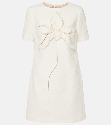 Orchid embroidered cotton tweed shift dress - Oscar de la Renta - Modalova