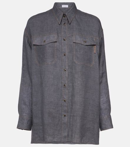 Oversized linen shirt - Brunello Cucinelli - Modalova