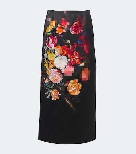 Gonna midi in cotone e seta con ricamo - Dries Van Noten - Modalova