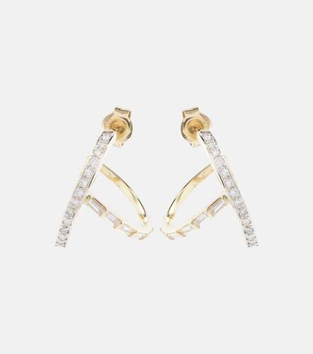 Kt Y-bar hoop earrings with diamonds - Mateo - Modalova