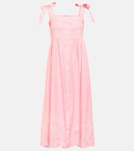 Embroidered cotton and linen midi dress - Juliet Dunn - Modalova