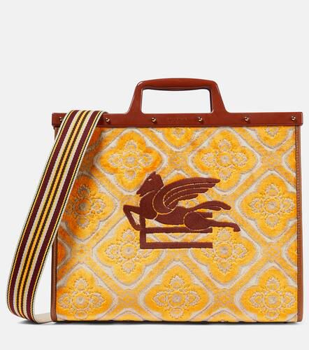 Paisley leather-trimmed tote bag - Etro - Modalova