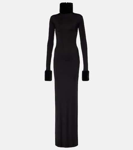 Priscilla faux fur-trimmed silk-blend gown - The New Arrivals Ilkyaz Ozel - Modalova