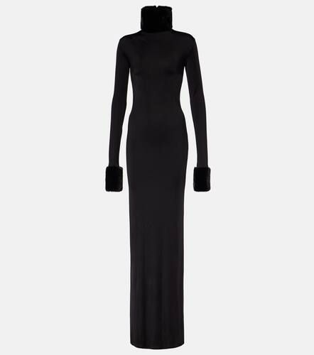 Priscilla faux fur-trimmed silk-blend gown - The New Arrivals Ilkyaz Ozel - Modalova