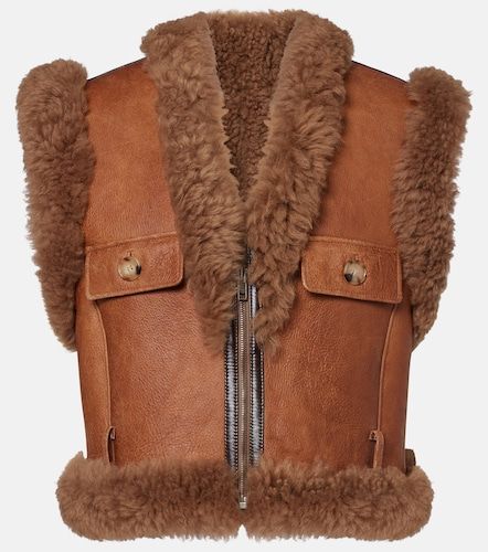 Chloé Cropped-Weste aus Leder mit Shearling - Chloe - Modalova