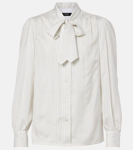 Camicia in seta a righe con fiocco - Gucci - Modalova