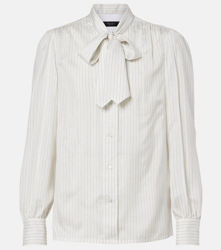 Camisa de seda a rayas con lazada - Gucci - Modalova