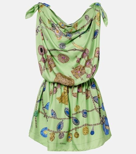 Printed silk twill minidress - Versace - Modalova