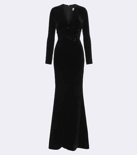 Abito lungo in velluto misto seta con fiocco - Elie Saab - Modalova
