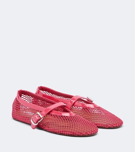 Leather-trimmed fishnet Mary Jane flats - Alaia - Modalova