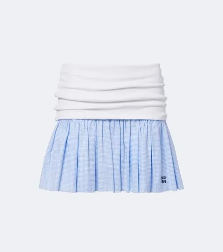 Gingham poplin and jersey miniskirt - Miu Miu - Modalova