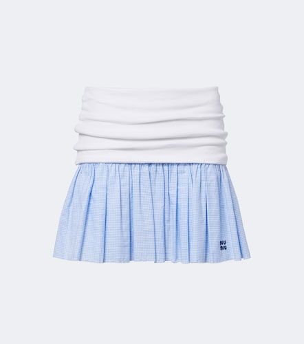 Gingham poplin and jersey miniskirt - Miu Miu - Modalova