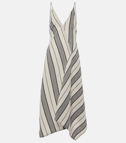 Striped linen and cotton maxi dress - Ferragamo - Modalova