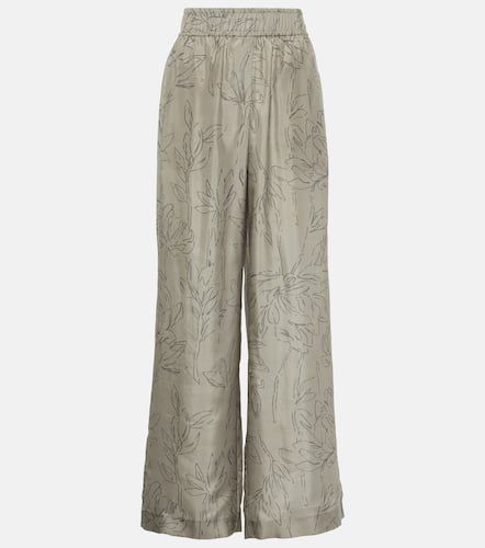 Pantalones anchos de seda floral - Brunello Cucinelli - Modalova