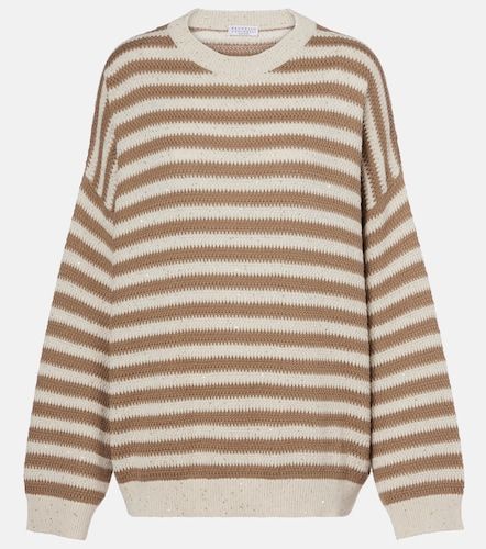 Pullover in misto cotone a righe - Brunello Cucinelli - Modalova