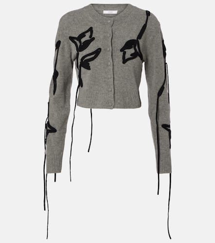 Embroidered cropped wool cardigan - Erdem - Modalova