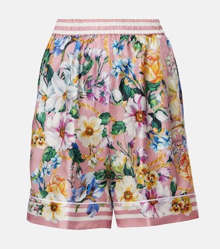 Shorts de sarga de seda floral - Dolce&Gabbana - Modalova