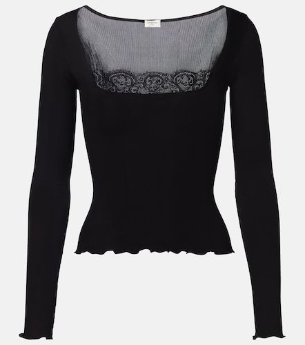 Saint Laurent Top in seta con pizzo - Saint Laurent - Modalova