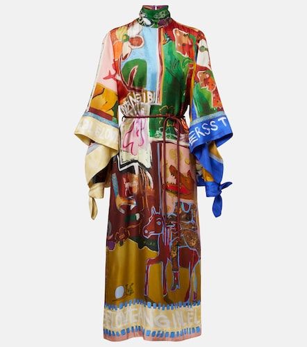 X MLAK Tangible Love printed silk midi dress - Alemais - Modalova
