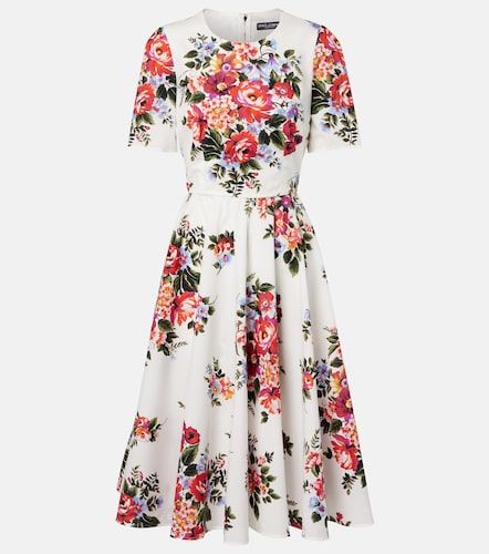 Abito midi in cotone con stampa - Dolce&Gabbana - Modalova