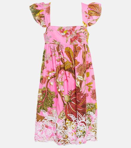 Embroidered floral-print cotton minidress - Juliet Dunn - Modalova