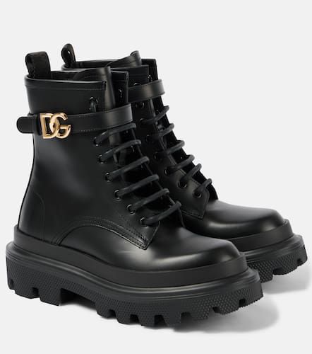 Logo leather combat boots - Dolce&Gabbana - Modalova