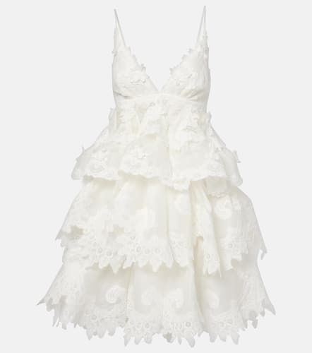 Crush tiered linen and silk minidress - Zimmermann - Modalova